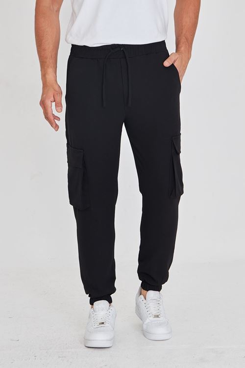 Duble Kumaş Kargo Cep Lastik Paça Pantolon