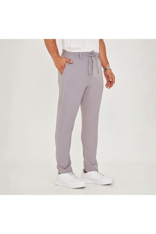 Erkek Bel Kemerli Bağcıklı Düz Paça Dabıl Kumaş Klasik Pantolon