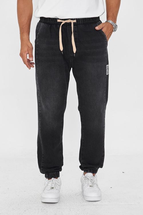 Erkek Paça Lastikli Yandan Parçalı Etiket Detaylı Regular Pantolon 730