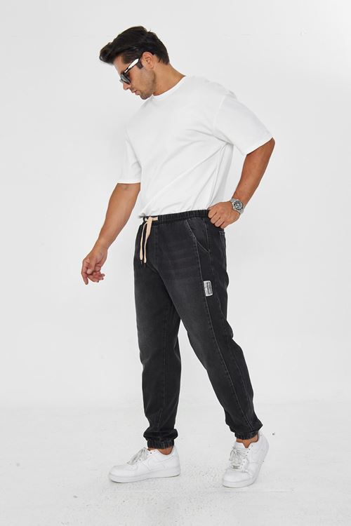 Erkek Paça Lastikli Yandan Parçalı Etiket Detaylı Regular Pantolon 730