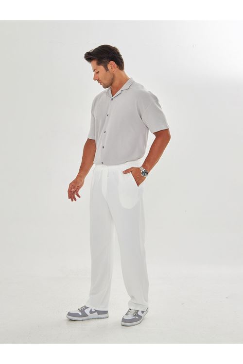 Erkek Baggy Krep Kumaş Bağcıklı Pantolon