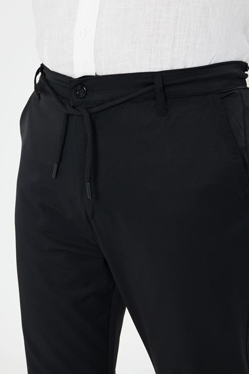 Erkek Düz Klasik Model Saten-Pamuk Kemerli Düz Paça Pantolon