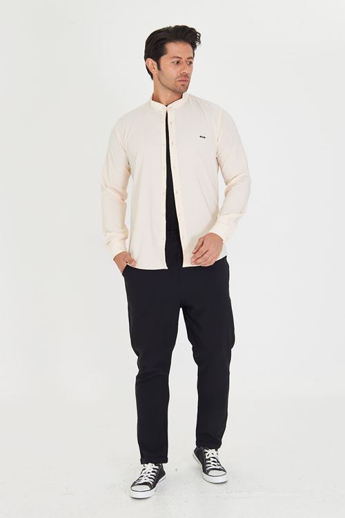 Slim Fit Hakim Yaka Erkek Gömlek Günlük Kullanıma Uygun