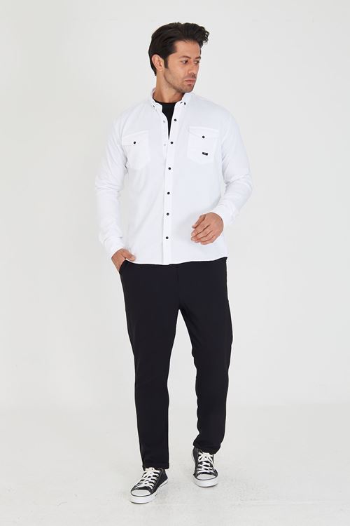 Slim Fit Jeans - Kot Erkek Gömlek Günlük Kullanıma Uygun