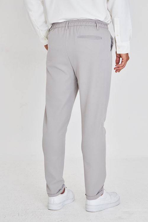 Erkek Bel Yarım Lastikli Kemerli Double Paça Dabıl Face Kumaş Slim Fit Pantolon