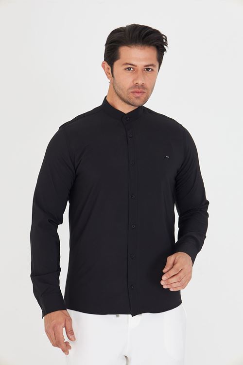 Slim Fit Hakim Yaka Erkek Gömlek Günlük Kullanıma Uygun