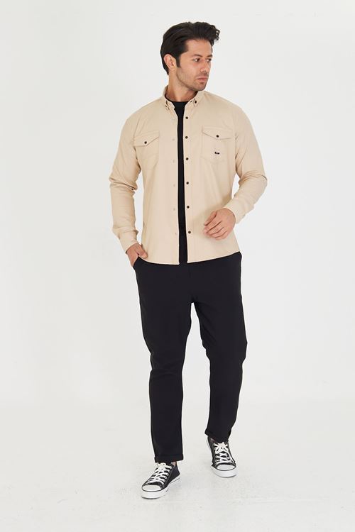 Slim Fit Jeans - Kot Erkek Gömlek Günlük Kullanıma Uygun