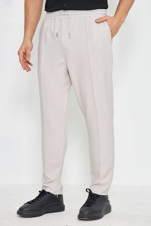 Erkek Çımalı Yandan Cepli Lastikli Bağcıklı Paça Fermuarlı Kullanışlı Slim Fit Jogger