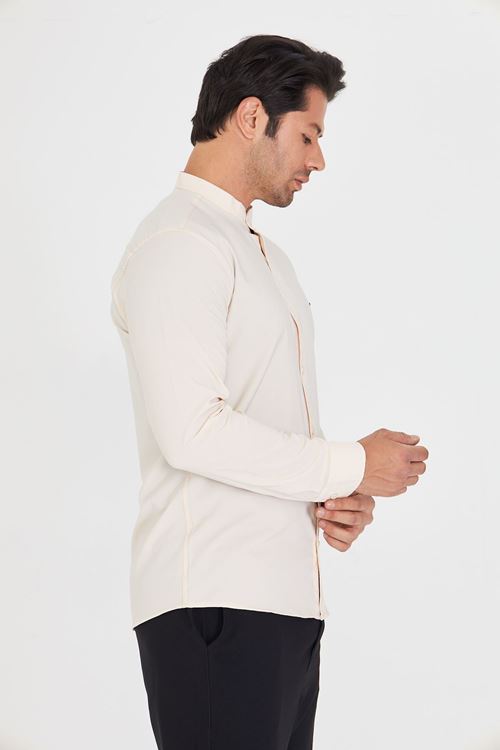 Slim Fit Hakim Yaka Erkek Gömlek Günlük Kullanıma Uygun