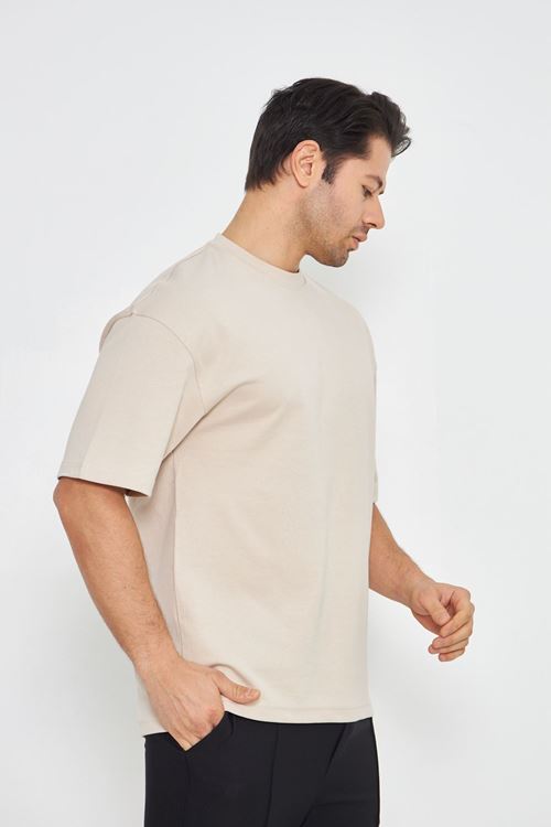 Erkek Bisiklet Yaka Oversize 2 Ip T-shirt