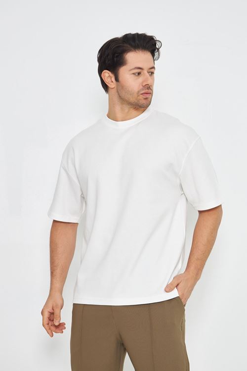 Erkek Bisiklet Yaka Oversize 2 Ip T-shirt