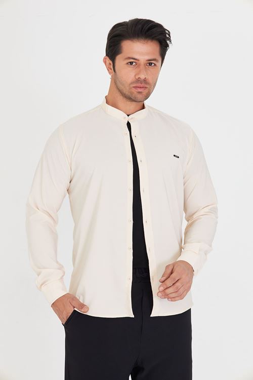 Slim Fit Hakim Yaka Erkek Gömlek Günlük Kullanıma Uygun