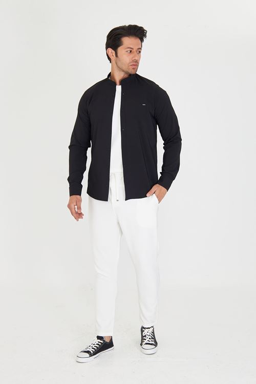 Slim Fit Hakim Yaka Erkek Gömlek Günlük Kullanıma Uygun