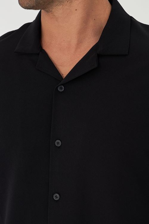 Erkek Uzun Kol Likralı Dabıl Kumaş Apaç Yaka Düşük Omuz Oversize Gömlek