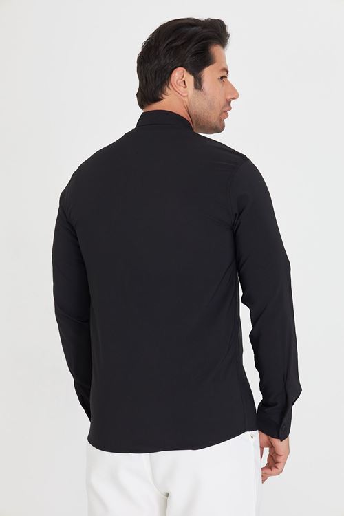 Slim Fit Hakim Yaka Erkek Gömlek Günlük Kullanıma Uygun