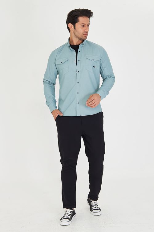 Slim Fit Jeans - Kot Erkek Gömlek Günlük Kullanıma Uygun