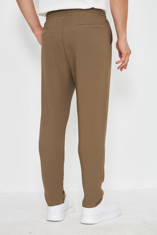Erkek Çımalı Yandan Cepli Lastikli Bağcıklı Paça Fermuarlı Kullanışlı Slim Fit Jogger