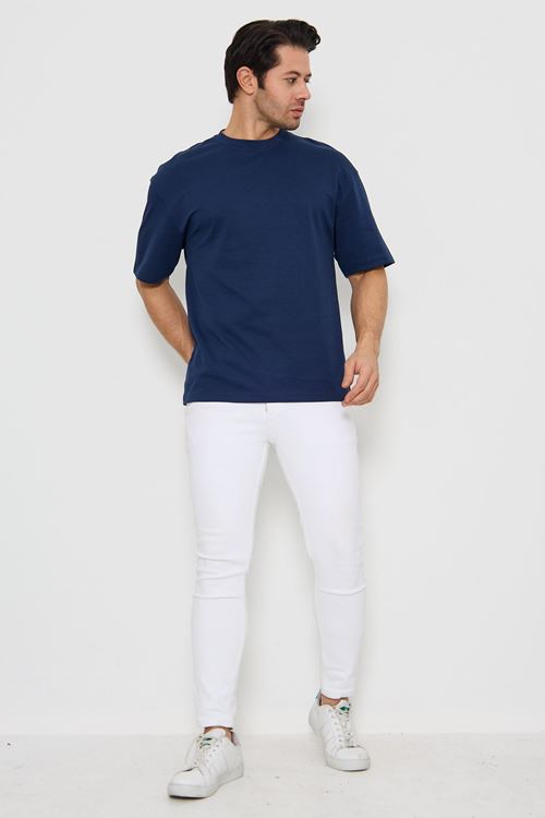 Erkek Bisiklet Yaka Oversize 2 Ip T-shirt