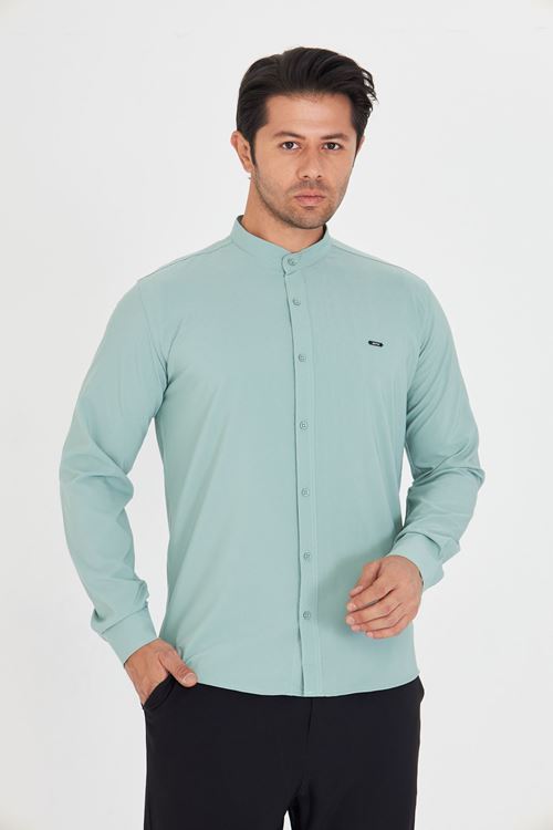 Slim Fit Hakim Yaka Erkek Gömlek Günlük Kullanıma Uygun