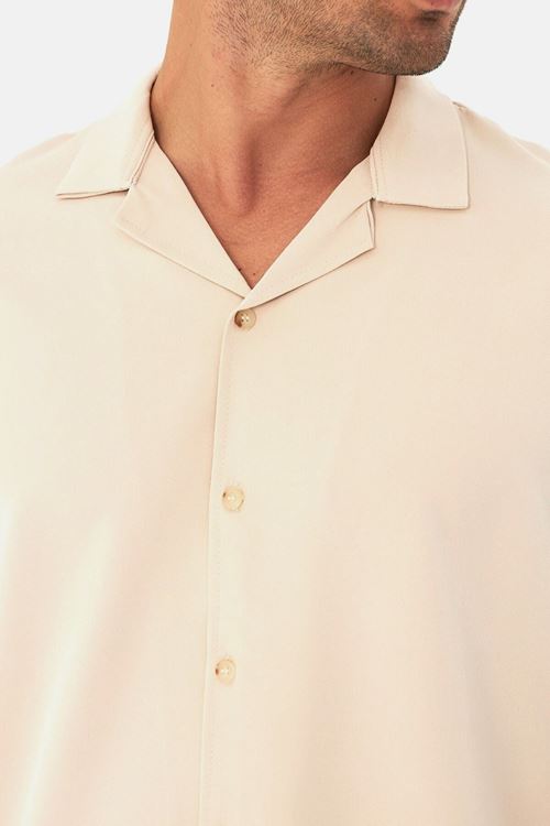 Erkek Uzun Kol Likralı Dabıl Kumaş Apaç Yaka Düşük Omuz Oversize Gömlek