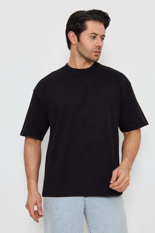 Erkek Bisiklet Yaka Oversize 2 Ip T-shirt
