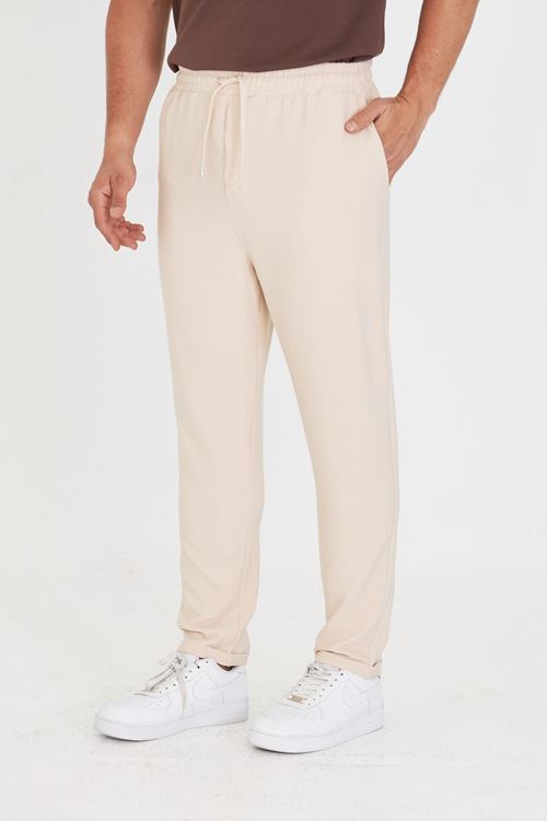 Erkek Bel Lastikli Bağcıklı Duble Paça Slim Fit Jogger Pantolon