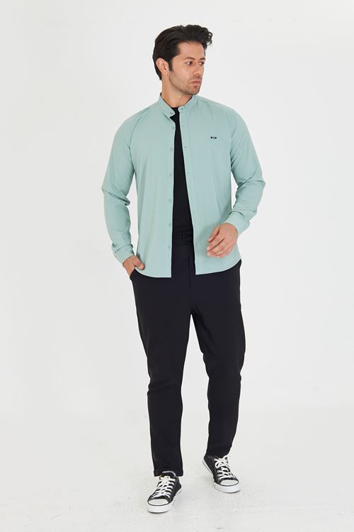 Slim Fit Hakim Yaka Erkek Gömlek Günlük Kullanıma Uygun