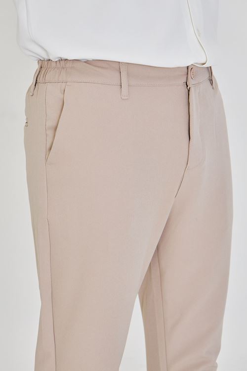 Erkek Bel Yarım Lastikli Kemerli Double Paça Dabıl Face Kumaş Slim Fit Pantolon
