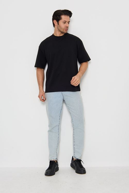 Erkek Bisiklet Yaka Oversize 2 Ip T-shirt