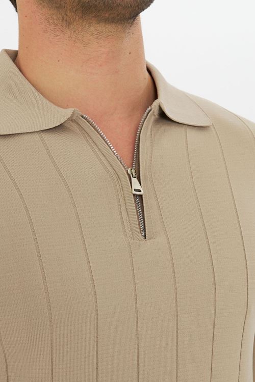 Erkek Polo Yaka Uzun kol Yarım fermuarlı Klasik Düz Günlük Kullanıma Uygun Triko