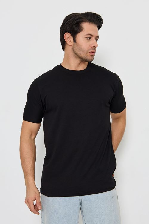 Erkek Sade Basic Bisiklet Yaka 2 İp Rahat Ferah Dokulu Kumaş Günlük Kullanıma Uygun T-shırt