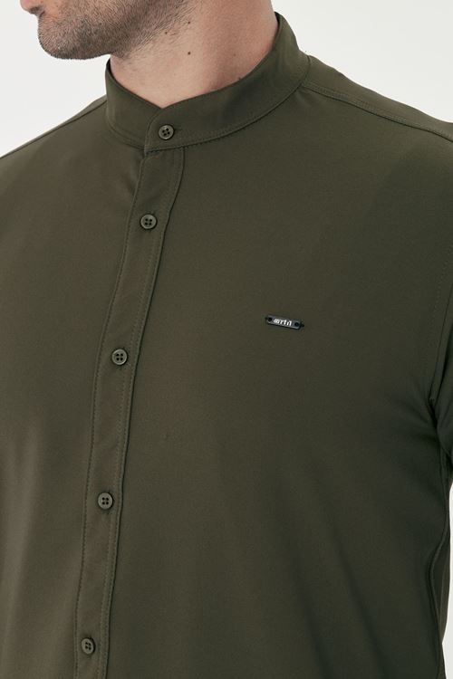 Slim Fit Hakim Yaka Erkek Gömlek Günlük Kullanıma Uygun