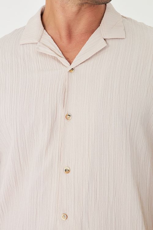 Erkek Düşük Omuz Bürümcük Desen Oversize Apaç Uzun Kol Yaka Gömlek