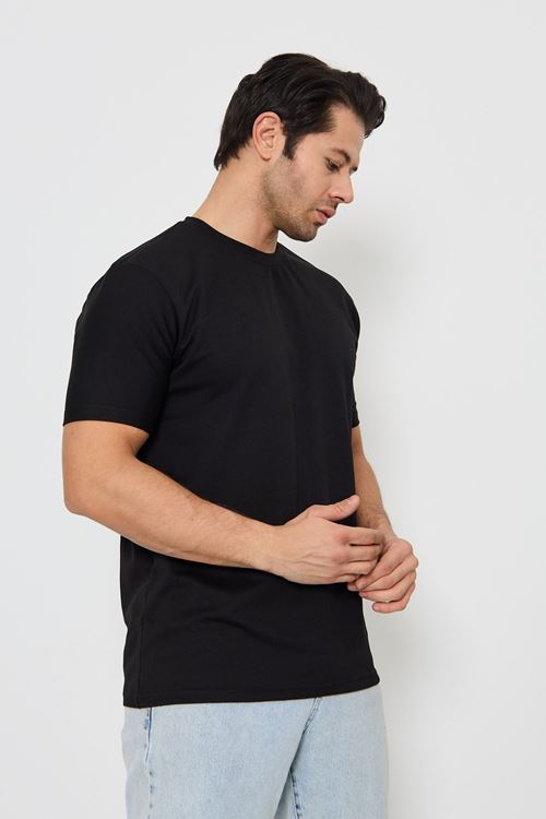 Erkek Sade Basic Bisiklet Yaka 2 İp Rahat Ferah Dokulu Kumaş Günlük Kullanıma Uygun T-shırt