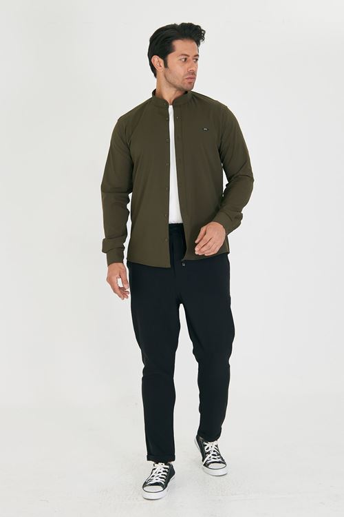 Slim Fit Hakim Yaka Erkek Gömlek Günlük Kullanıma Uygun