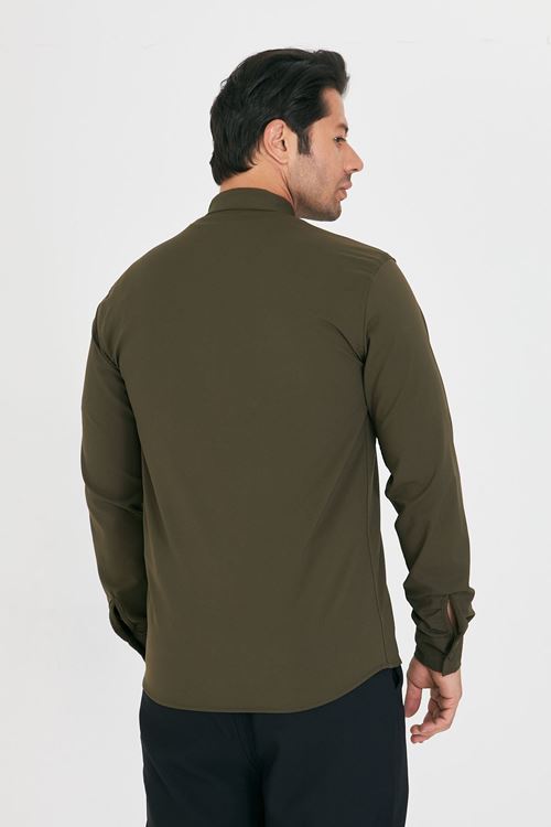 Slim Fit Hakim Yaka Erkek Gömlek Günlük Kullanıma Uygun