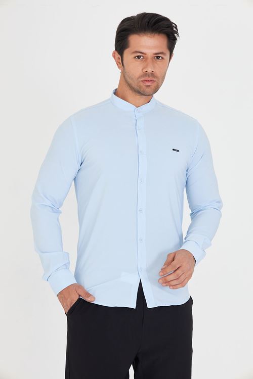 Slim Fit Hakim Yaka Erkek Gömlek Günlük Kullanıma Uygun