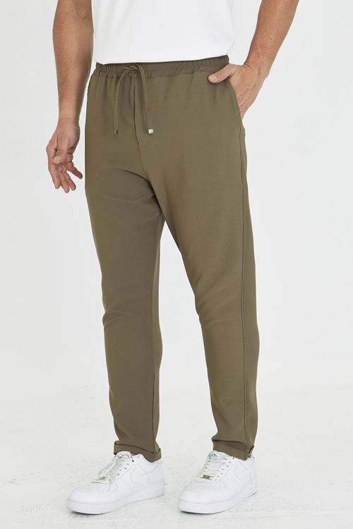 Erkek Bel Lastikli Bağcıklı Duble Paça Slim Fit Jogger Pantolon