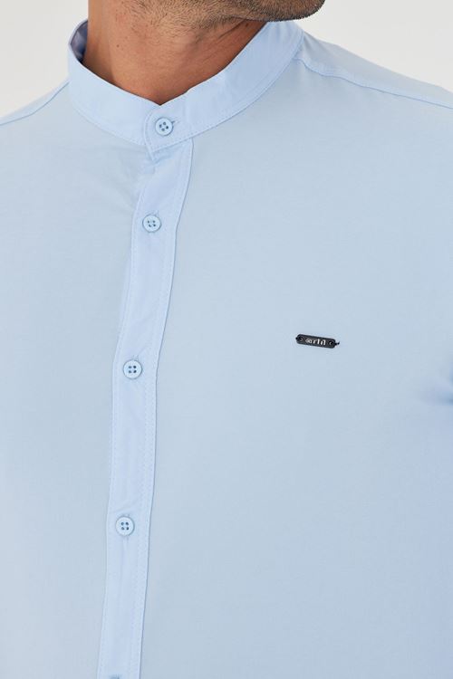Slim Fit Hakim Yaka Erkek Gömlek Günlük Kullanıma Uygun