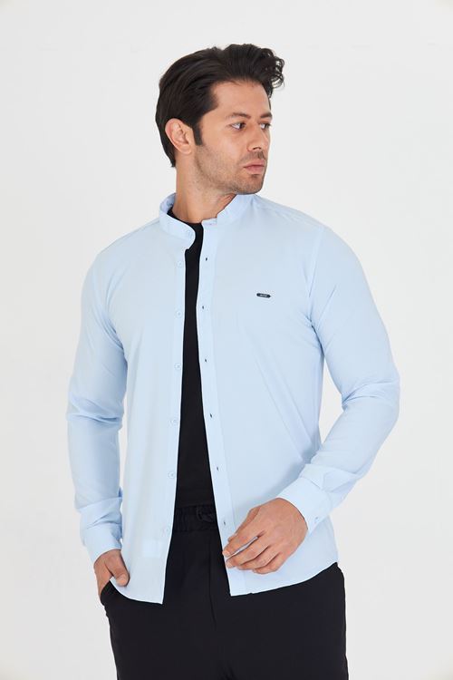 Slim Fit Hakim Yaka Erkek Gömlek Günlük Kullanıma Uygun