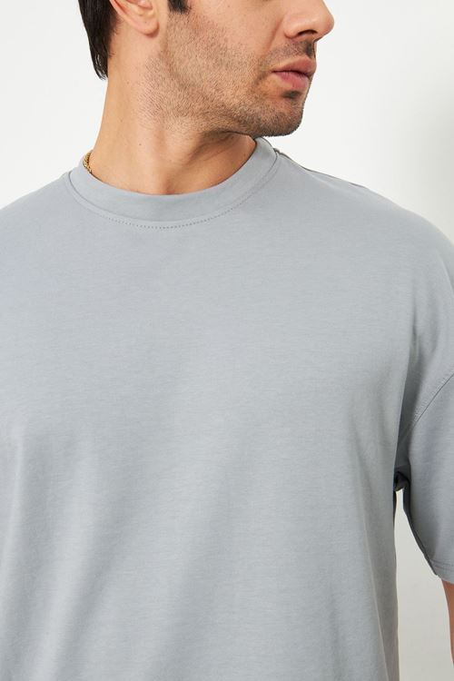 Erkek Bisiklet Yaka Oversize 2 Ip T-shirt