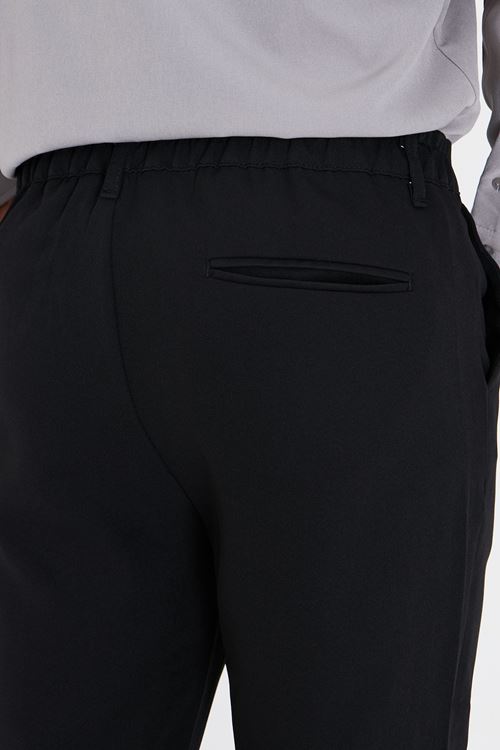 Erkek Bel Yarım Lastikli Kemerli Double Paça Dabıl Face Kumaş Slim Fit Pantolon