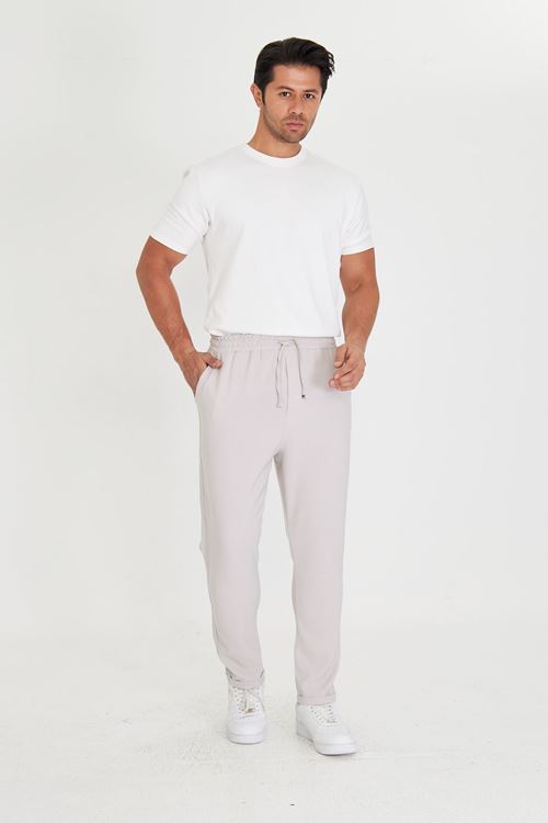 Erkek Bel Lastikli Bağcıklı Duble Paça Slim Fit Jogger Pantolon