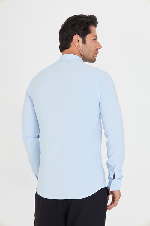 Slim Fit Hakim Yaka Erkek Gömlek Günlük Kullanıma Uygun