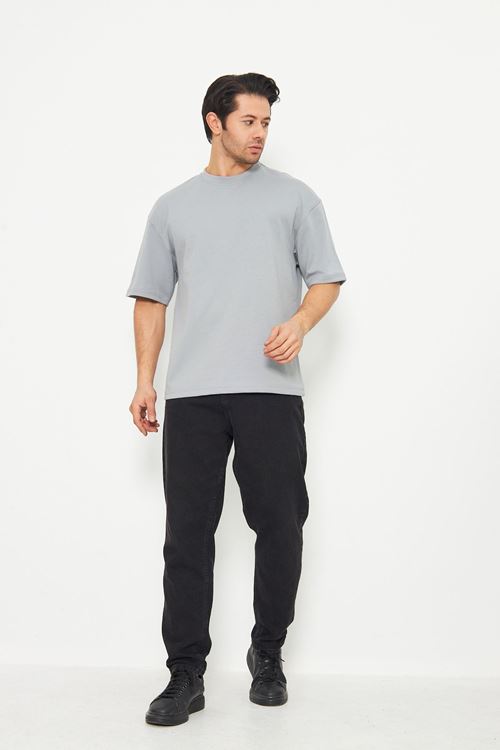 Erkek Bisiklet Yaka Oversize 2 Ip T-shirt