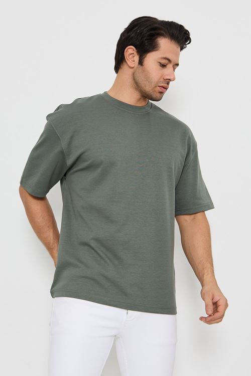 Erkek Bisiklet Yaka Oversize 2 Ip T-shirt