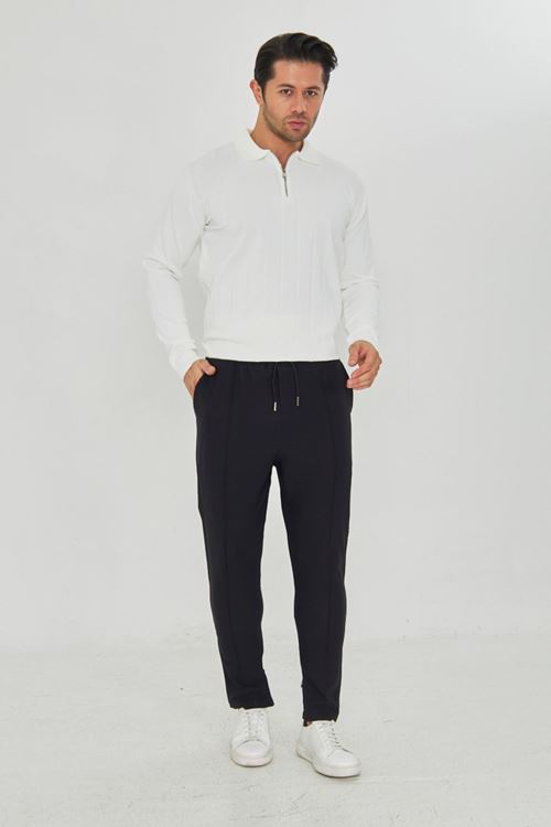 Erkek Çımalı Yandan Cepli Lastikli Bağcıklı Paça Fermuarlı Kullanışlı Slim Fit Jogger