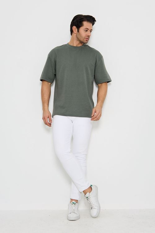 Erkek Bisiklet Yaka Oversize 2 Ip T-shirt