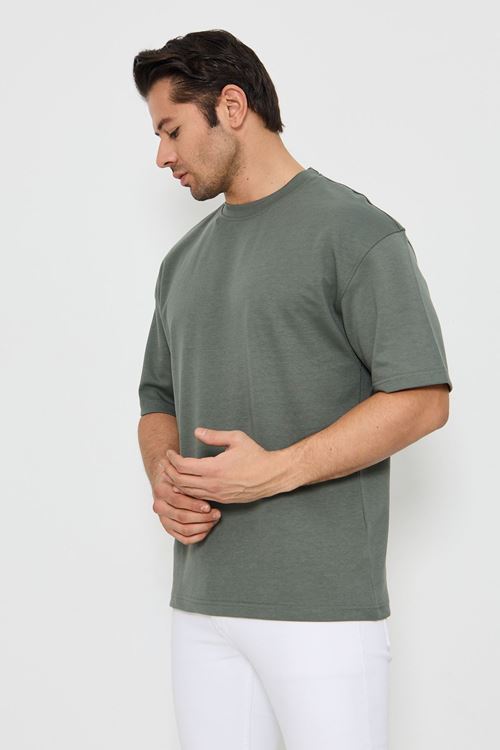 Erkek Bisiklet Yaka Oversize 2 Ip T-shirt