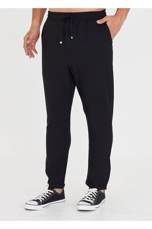 Erkek Bel Lastikli Bağcıklı Duble Paça Slim Fit Jogger Pantolon